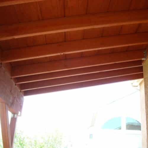 Shed roof with stained exposed rafters Gold Hill Mesa